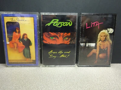 Lot of 3 Vintage 1988: POISON Open Up and Say Ahh! , Lita Ford, Audio Cassette's Foto 1 de 4
