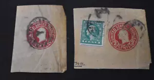 2 - 1915 - U.S. Envelope Cut Sc# U431 2 Cent Washington - Used - Picture 1 of 4