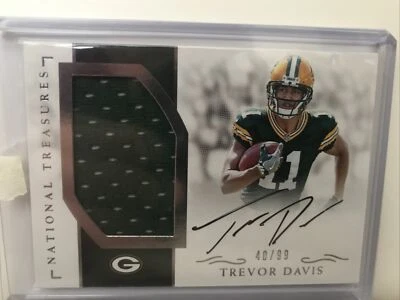2016 NATIONAL TREASURES AUTO AUTOGRAPH JERSEY TREVOR DAVIS ROOKIE CARD #40/99 - Image 1 of 2