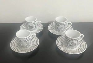 Set of 4 Home Essential and Beyond Espresso Collection Coffee Cups Black & White - Picture 1 of 5