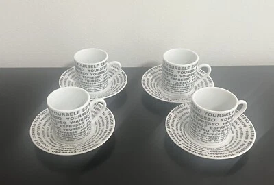 Juego de 4 tazas de café Home Essential and Beyond Espresso Collection blanco y negro Foto 1 de 4