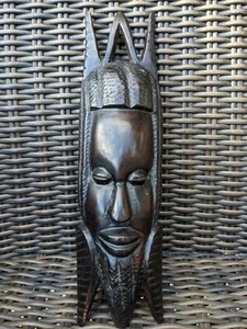 Hand carved mahogany African tribal mask. 12 Inches Long. - Picture 1 of 6