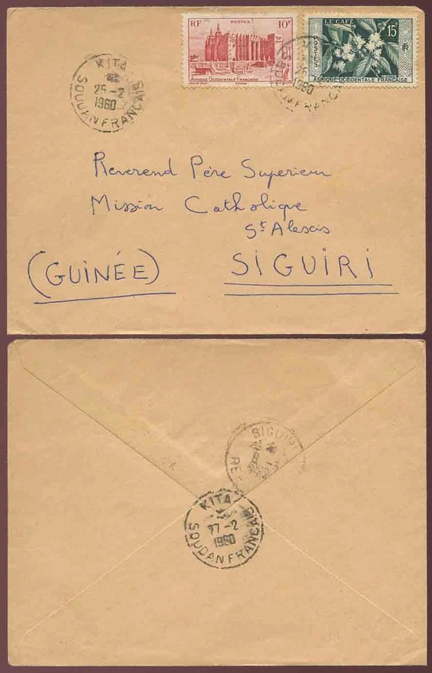 SAHARA FRANCÉS KITA MALI a GUINEA 1960 AOF 10F + 15F Foto 1 de 1