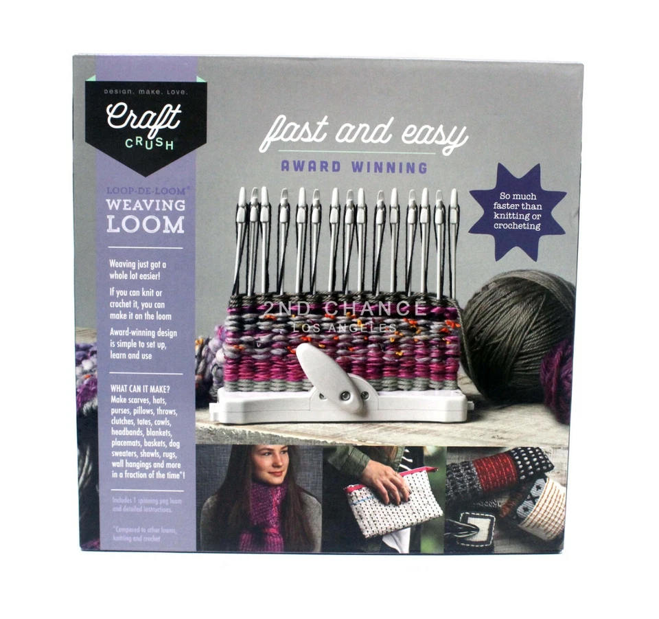 Craft Crush Weaving Loom Kit & 19 Skeins Yarn Thy Supplies Asst'd Colors 44yds