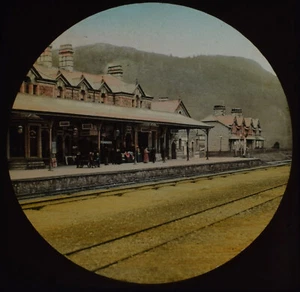 BETWS Y COED BAHNHOF UM 1890 VIKTORIANISCH ANTIK magische Laterne Dia FOTO - Bild 1 von 3