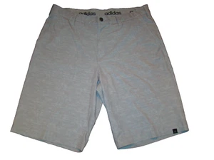 Pantaloncini da golf Adidas da uomo taglia 34 grigi bianchi in erica davanti piatto - Foto 1 di 8