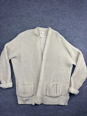 RipCurl Cardigan Sweater Women's XS Ivory Open Front Pockets Chunky Knit - Image 1 of 4