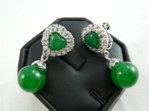 Vintage Women Green Jade Earrings Jewelry Valentine Jewelry Statement Party Gift - Picture 1 of 1
