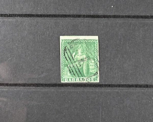 Barbados Scott # 1 F-VF Used 4 Margins British Colony Stamps Cat $375 - Picture 1 of 2