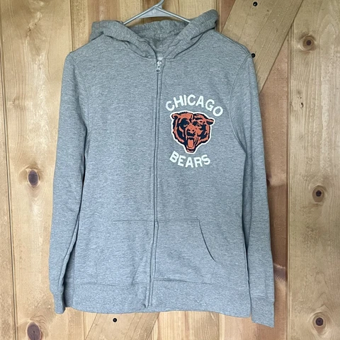 Chicago Bears NFL Full Zip Dual Side Gray Hoodie Sweatshirt Women’s Size Large M Cover
