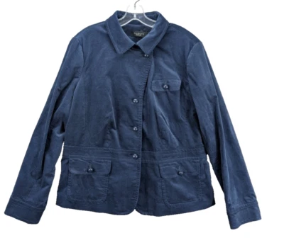 Chaqueta Talbots Mujer Top Bolsillos Laterales Gamuza Terciopelo Dinero Antiguo Azul Marino Talla 2X? Foto 1 de 4