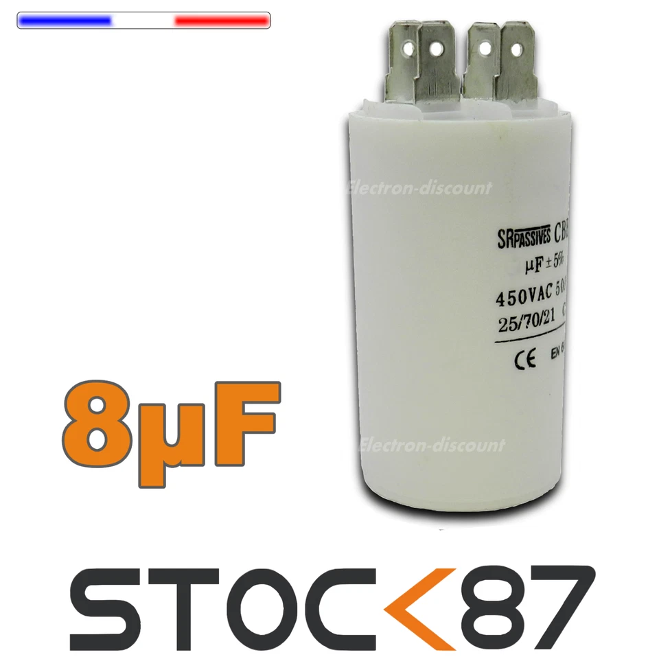 CD8/450# condensateur de démarrage 8µf 450V - capacitor 8 uf moteur - Immagine 1 di 1