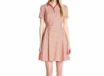 Nuevo Vestido Estilo Línea A Años 50 Talla 4 Cuadros Rojo Blanco Bolsillos Para Mujer Foto 1 de 4