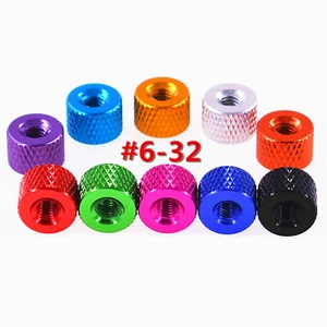 Knurled Thumb Nuts UNC 6#-32 Through Hole Aluminum Hand Grip Knobs Round Nuts - Picture 1 of 5