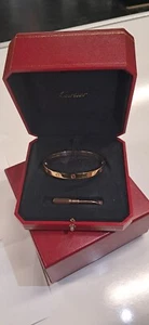 Cartier 18k Yellow Gold Love Bracelet Size 19 Box & Certificate Prestine! (H) - Picture 1 of 5