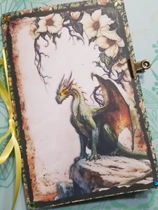 Junk Journal Booklet "MYSTICAL DRAGON" SORCERESS HANDMADE FULL SIZE 9X6 40pgs - Picture 1 of 15