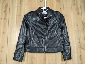 Chaqueta de motociclista H&M imitación cuero negra niños EE. UU. 10 (9-10A) cremalleras clásica - Imagen 1 de 10