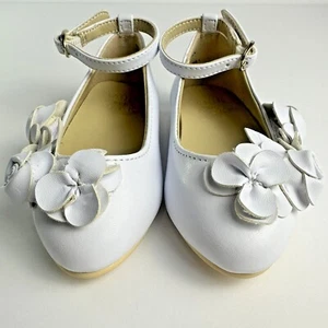Janie And Jack Girl White Flower Ballet Flat Multiple Kids Sizes - Picture 1 of 6