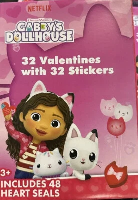 Netflix - Casa de muñecas Dreamworks Gabby's - 32 pegatinas - 48 sellos de corazón - NUEVO Foto 1 de 2
