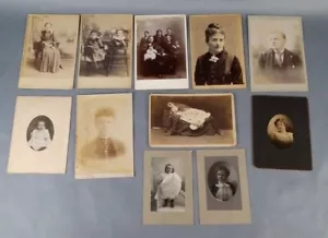 11 antike Vintage Portrait & Kabinett Fotos Frauen Männer Baby Kind NY - Bild 1 von 7