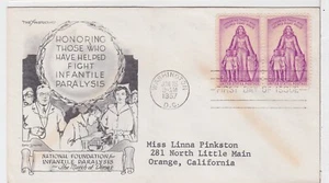 TurtlesTradingPost -  Fight Infantile Paralysis #1087- 1957 Aristocrats FDC Pair - Picture 1 of 1