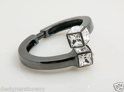 Kenneth Jay Lane польский gunmetal/кристалл коробка концы браслет манжеты - Изображение 1 из 4