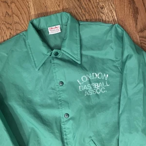 VTG Birdie Green Windbreaker “London Baseball Assoc” Youth Made In USA Medium - Picture 1 of 15