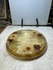 1930s Pressed Flowers In Acrylic Plant Stand/Trivet - Picture 1 of 13