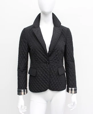 Auténtica Chaqueta Blazer Para Mujer BURBERRY London Negra Acolchada Cuadros Nova US6 ~S Foto 1 de 4
