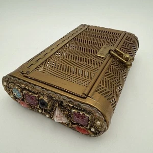 Vintage 60 s Stone Chervon Cage Clutch, Possibily Dorset Rex Fifth Avenue - Picture 1 of 16