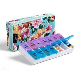 Weekly Pill Organizer 2 Times a Day, Pill Box 7 Day with Cute Quilted Fabric ... - Picture 1 of 7