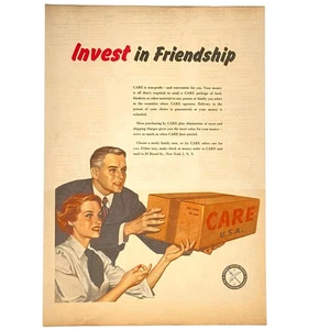Anuncio impreso vintage 1950 CARE (Cooperativa para Asistencia y Alivio en Todas Partes) - Imagen 1 de 1