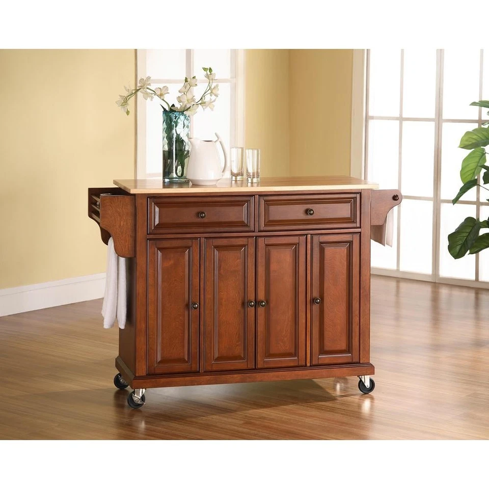 Full Size Wood Top Kitchen Cart - Image 1 of 4