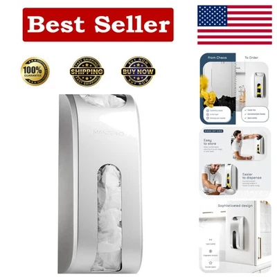 Dispensador de bolsa de supermercado plateado resistente a huellas dactilares - Montaje en pared versátil Foto 1 de 4