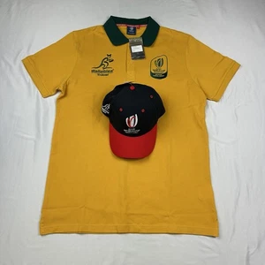 Rugby World Cup Wallabies Travel France polo shirt Cap 2023 Size Large - Foto 1 di 16