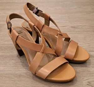 CLARKS COLLECTION SOFT CUSHION WOMENS TAN BROWN OPEN TOE SANDALS UK SIZE 4.5 - Picture 1 of 11