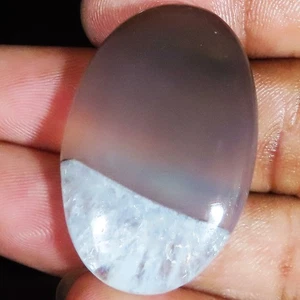 66.00 Cts 100% Natural Ice Solar Quartz Oval Cabochon Gemstone 25x39x7 mm UT97 - Picture 1 of 6