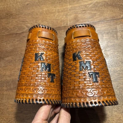 Классический ковбой Roding веревки манжеты запястье скобы ручной работы кожи монограмма KMT - Изображение 1 из 4