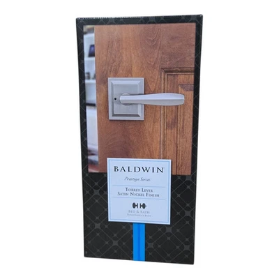 BALDWIN TORREY PINES PRIVACY DOOR LOCK HANDLE LEVER SET SATIN NICKEL BATH BED - Image 1 of 2