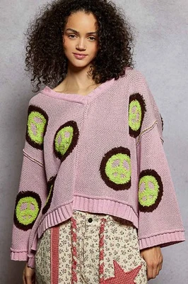 Nuevo sin etiquetas Suéter Pol Rosa Paz De Gran Tamaño Súper Suave Boho Hippie Invierno Grande Foto 1 de 3