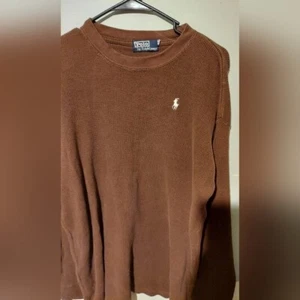 Vintage Polo Ralph Lauren Waffel Strick Shirt 3X 3XL braun Pony Thermo Herren adrett - Bild 1 von 8