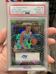 2020-21 PANINI PRIZM LAMELO BALL RC PENMANSHIP AUTO GREEN ICE /16 PSA 10 POP 1 - Picture 1 of 4