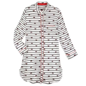 Disney Damen Gr. S Minnie Mouse Button Down Schlafshirt Nachthemd 100% Viskose - Bild 1 von 11