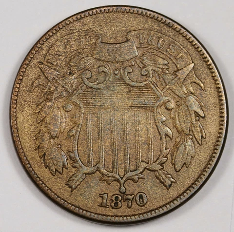 1870 2 Cent Piece.   About XF.  163237 Cover