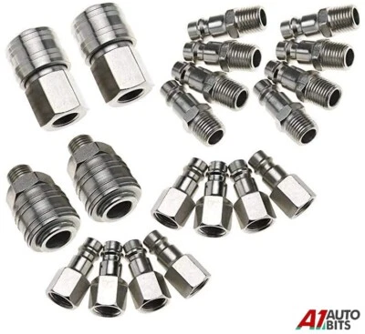 Euro Air Line Hose 20 Pcs 1/4" BSP Fitting Connectors Male Female Quick Release - Image 1 of 4