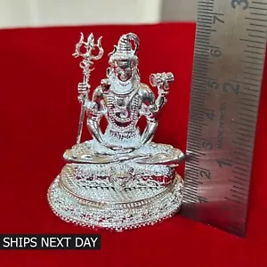 Estatua del Señor Shiva de plata de ley 925 Dios hindú escultura decorativa artesanal - Imagen 1 de 8