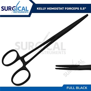 Kelly Hämostat Pinzette 5,5" gerade Edelstahl vollschwarz deutsche Qualität - Bild 1 von 3