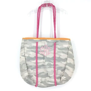 MarleyLilly Tote Bag Orange Pink Camo Monogrammed CRC Neoprene Lightweight New - Picture 1 of 13