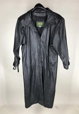 Avanti Full Length Leather Coat Black Fully Lined Womens Medium - Image 1 of 4