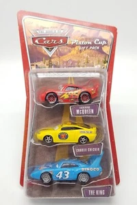 Disney Pixar World of Cars PISTON CUP Gift 3 Pack (McQueen / Charlie / King) NOS - Picture 1 of 9